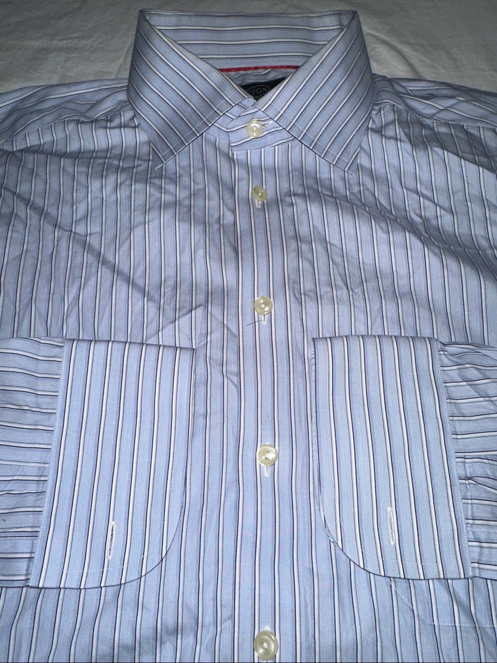 Eton Ganghester Multicolor Light Blue Stripes Men’s Dress Shirt Size 17.5/44